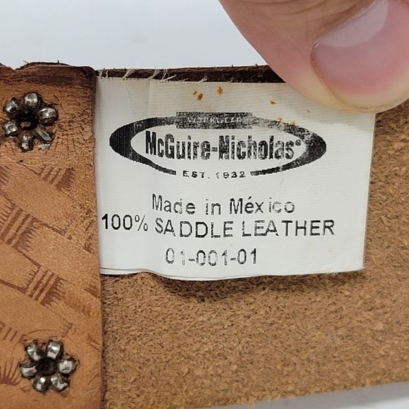 Vintage‎ McGuire-Nicholas Double Prong Saddle Leather Belt 48" Long Mexico - Picture 2 of 4